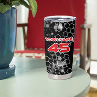 Custom Motocross Dirt Bike Tumbler Cup with Red Rider and Honeycomb Grunge Design - Wonder Print Shop