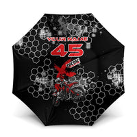 Custom Motocross Dirt Bike Umbrella with Red Rider and Honeycomb Grunge Design - Wonder Print Shop