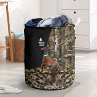 Pheasant Hunting Laundry Basket with Woodland Forest Scene and Autumn Foliage Pattern - Wonder Print Shop