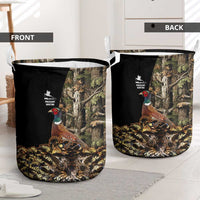 Pheasant Hunting Laundry Basket with Woodland Forest Scene and Autumn Foliage Pattern - Wonder Print Shop
