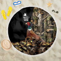 Pheasant Hunting Beach Blanket with Woodland Forest Scene and Autumn Foliage Pattern - Wonder Print Shop