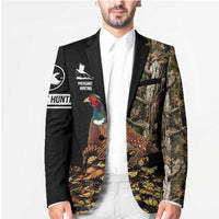 Custom Pheasant Hunting Blazer with Woodland Forest Scene and Autumn Foliage Pattern - Wonder Print Shop