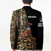 Custom Pheasant Hunting Blazer with Woodland Forest Scene and Autumn Foliage Pattern - Wonder Print Shop