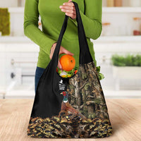 Pheasant Hunting Grocery Bag with Woodland Forest Scene and Autumn Foliage Pattern - Wonder Print Shop