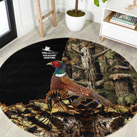 Pheasant Hunting Round Carpet with Woodland Forest Scene and Autumn Foliage Pattern - Wonder Print Shop