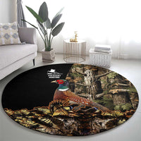 Pheasant Hunting Round Carpet with Woodland Forest Scene and Autumn Foliage Pattern - Wonder Print Shop
