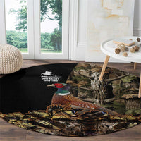 Pheasant Hunting Round Carpet with Woodland Forest Scene and Autumn Foliage Pattern - Wonder Print Shop