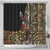 Pheasant Hunting Shower Curtain with Woodland Forest Scene and Autumn Foliage Pattern - Wonder Print Shop