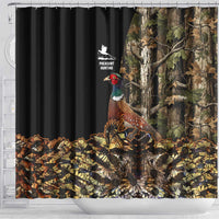 Pheasant Hunting Shower Curtain with Woodland Forest Scene and Autumn Foliage Pattern - Wonder Print Shop