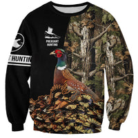 Custom Pheasant Hunting Sweatshirt with Woodland Forest Scene and Autumn Foliage Pattern - Wonder Print Shop