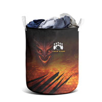 Custom Fiery Dragon Bowling Laundry Basket with Flaming Ball and Hexagon Flame Pattern - Wonder Print Shop