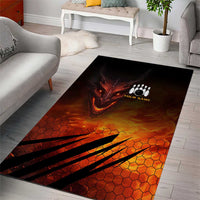 Custom Fiery Dragon Bowling Area Rug with Flaming Ball and Hexagon Flame Pattern - Wonder Print Shop