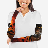 Custom Fiery Dragon Bowling Arm Sleeves with Flaming Ball and Hexagon Flame Pattern - Wonder Print Shop