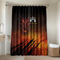 Custom Fiery Dragon Bowling Bathroom Set with Flaming Ball and Hexagon Flame Pattern - Wonder Print Shop