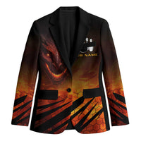 Custom Fiery Dragon Bowling Blazer with Flaming Ball and Hexagon Flame Pattern - Wonder Print Shop