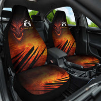 Custom Fiery Dragon Bowling Car Seat Cover with Flaming Ball and Hexagon Flame Pattern - Wonder Print Shop