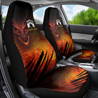 Custom Fiery Dragon Bowling Car Seat Cover with Flaming Ball and Hexagon Flame Pattern - Wonder Print Shop