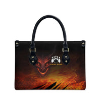 Custom Fiery Dragon Bowling Leather Bag with Flaming Ball and Hexagon Flame Pattern - Wonder Print Shop