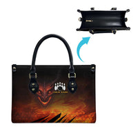 Custom Fiery Dragon Bowling Leather Bag with Flaming Ball and Hexagon Flame Pattern - Wonder Print Shop