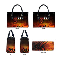 Custom Fiery Dragon Bowling Leather Bag with Flaming Ball and Hexagon Flame Pattern - Wonder Print Shop
