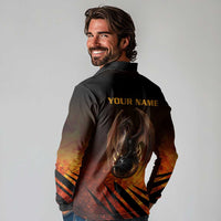 Custom Fiery Dragon Bowling Long Sleeve Polo Shirt with Flaming Ball and Hexagon Flame Pattern - Wonder Print Shop