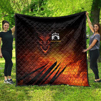 Custom Fiery Dragon Bowling Quilt with Flaming Ball and Hexagon Flame Pattern - Wonder Print Shop