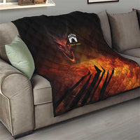 Custom Fiery Dragon Bowling Quilt with Flaming Ball and Hexagon Flame Pattern - Wonder Print Shop