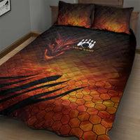 Custom Fiery Dragon Bowling Quilt Bed Set with Flaming Ball and Hexagon Flame Pattern - Wonder Print Shop