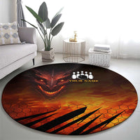 Custom Fiery Dragon Bowling Round Carpet with Flaming Ball and Hexagon Flame Pattern - Wonder Print Shop