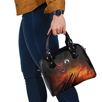 Custom Fiery Dragon Bowling Shoulder Handbag with Flaming Ball and Hexagon Flame Pattern - Wonder Print Shop