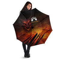 Custom Fiery Dragon Bowling Umbrella with Flaming Ball and Hexagon Flame Pattern - Wonder Print Shop