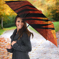 Custom Fiery Dragon Bowling Umbrella with Flaming Ball and Hexagon Flame Pattern - Wonder Print Shop