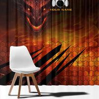 Custom Fiery Dragon Bowling Window Curtain with Flaming Ball and Hexagon Flame Pattern - Wonder Print Shop