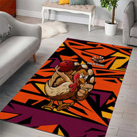 Custom Turkey Bowling Area Rug with Cartoon Turkey Striker and Orange Geometric Pattern - Wonder Print Shop