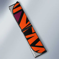 Custom Turkey Bowling Auto Sun Shade with Cartoon Turkey Striker and Orange Geometric Pattern - Wonder Print Shop