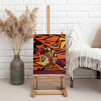 Custom Turkey Bowling Canvas Wall Art with Cartoon Turkey Striker and Orange Geometric Pattern - Wonder Print Shop