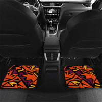 Custom Turkey Bowling Car Mats with Cartoon Turkey Striker and Orange Geometric Pattern - Wonder Print Shop