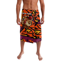 Custom Turkey Bowling Lavalava with Cartoon Turkey Striker and Orange Geometric Pattern - Wonder Print Shop