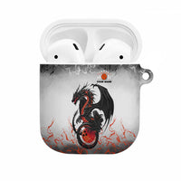 Custom Black Dragon Bowling AirPods Case with Fiery Ball and Thunderstorm Lightning Pattern - Wonder Print Shop