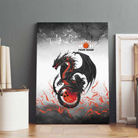 Custom Black Dragon Bowling Canvas Wall Art with Fiery Ball and Thunderstorm Lightning Pattern - Wonder Print Shop