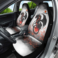 Custom Black Dragon Bowling Car Seat Cover with Fiery Ball and Thunderstorm Lightning Pattern - Wonder Print Shop