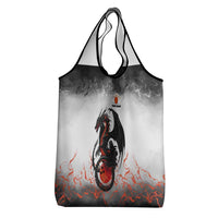 Custom Black Dragon Bowling Grocery Bag with Fiery Ball and Thunderstorm Lightning Pattern - Wonder Print Shop