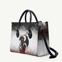 Custom Black Dragon Bowling Leather Bag with Fiery Ball and Thunderstorm Lightning Pattern - Wonder Print Shop