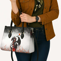 Custom Black Dragon Bowling Leather Bag with Fiery Ball and Thunderstorm Lightning Pattern - Wonder Print Shop