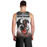 Custom Black Dragon Bowling Men Tank Top with Fiery Ball and Thunderstorm Lightning Pattern - Wonder Print Shop