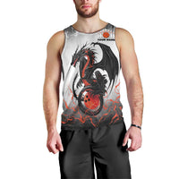 Custom Black Dragon Bowling Men Tank Top with Fiery Ball and Thunderstorm Lightning Pattern - Wonder Print Shop