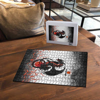 Custom Black Dragon Bowling Puzzle with Fiery Ball and Thunderstorm Lightning Pattern - Wonder Print Shop