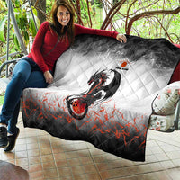Custom Black Dragon Bowling Quilt with Fiery Ball and Thunderstorm Lightning Pattern - Wonder Print Shop