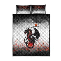 Custom Black Dragon Bowling Quilt Bed Set with Fiery Ball and Thunderstorm Lightning Pattern - Wonder Print Shop