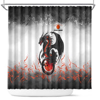 Custom Black Dragon Bowling Shower Curtain with Fiery Ball and Thunderstorm Lightning Pattern - Wonder Print Shop